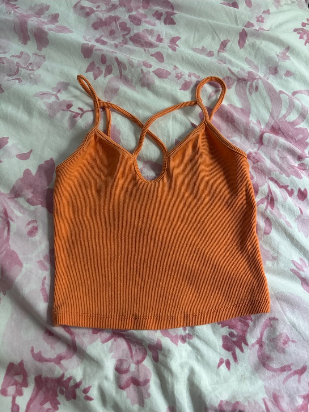 Zara Women’s Orange Ribbed Strappy Tank Top